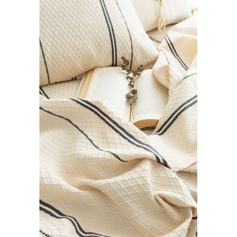 100% Cotton Double Pique Set, Anthracite Color, 94.5 x 102.4 inches | Includes 2 Pillowcases (19.7 x 27.6 inches) | Soft & Durable 250 g/m² Fabric, Perfect for Elegant Bedroom Decor & Comfort