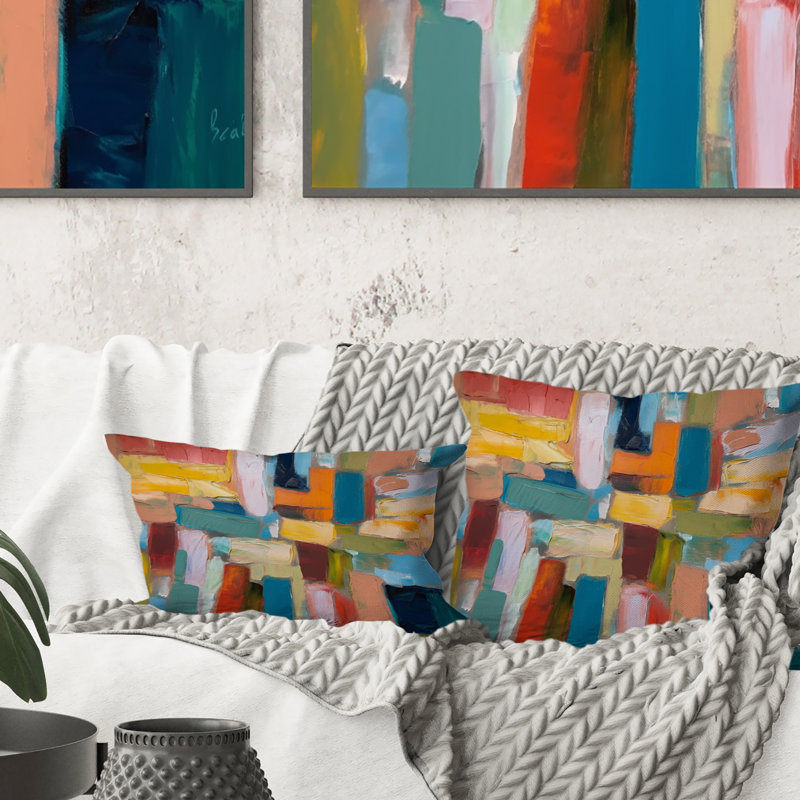Coussin Vibrant Cubist Colourfields II - Abstract Collages