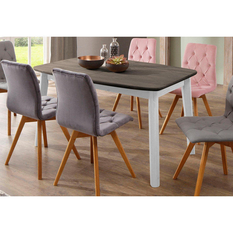Swissvale Pine Solid Wood Dining Table, White/Grey