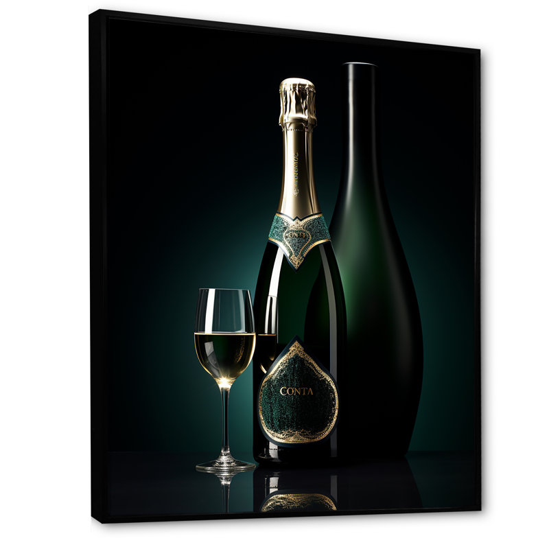 Prestiges profil vert champagne I - vin et champagne, reproduction d'art sur toile, H 32 po x l 24 po x P 1 po