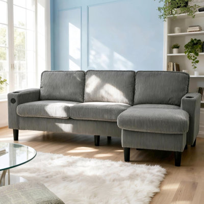 Gris 3, rangement, repose-pieds, port, rangement avec accoudoirs, design américain moderne, porte-gobelets en lin, sacs à magazines, design