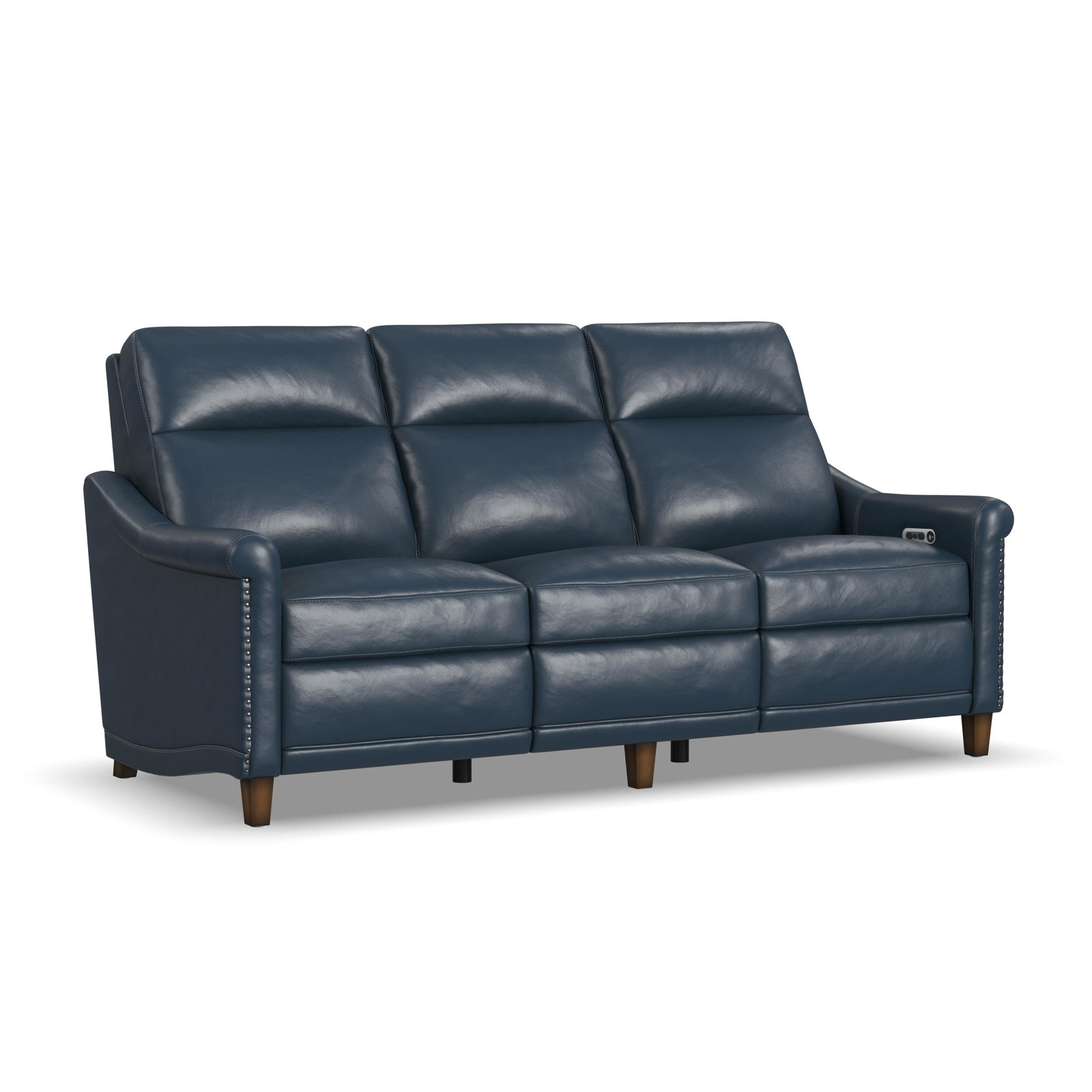 Elizabeth 3-Piece Leather Reclining Living Room Set, Blue
