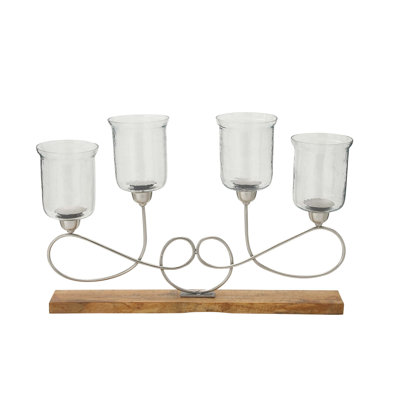 Candélabre en métal et verre