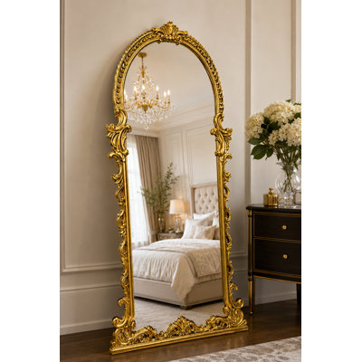 Ornate Baroque Full-Length Mirror with Goldleafing