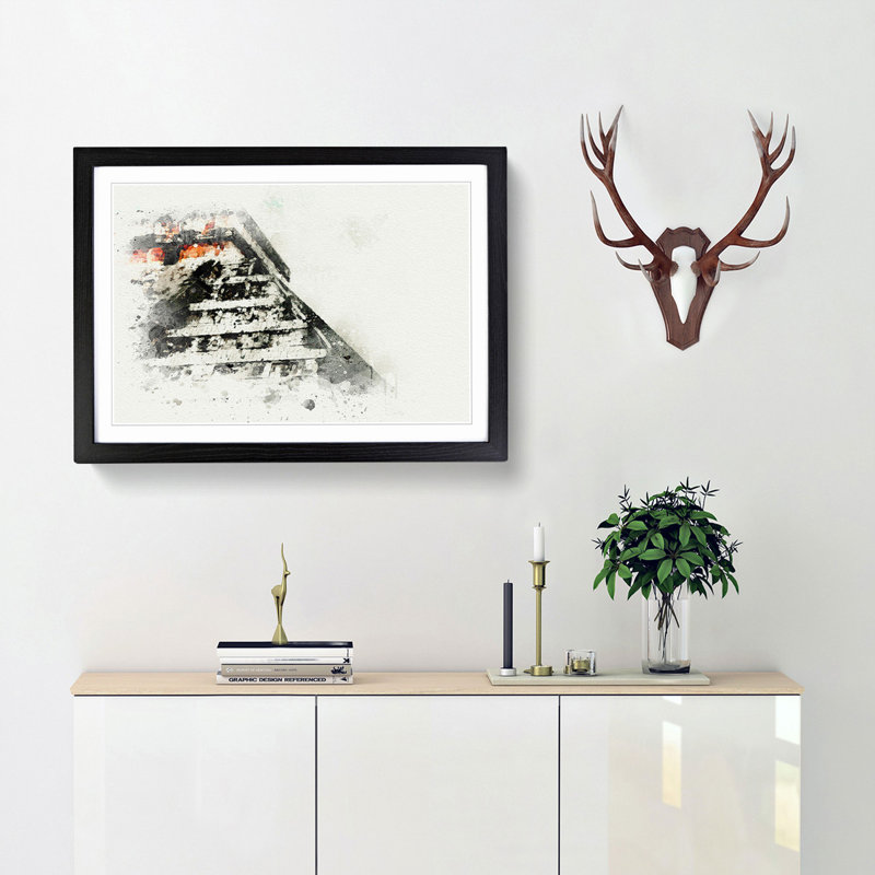 Mayan Pyramids of Chichen Itza in Abstract - Picture Frame Graphic Art Print, Black Framed, 27cm H x 36cm W x 2cm D
