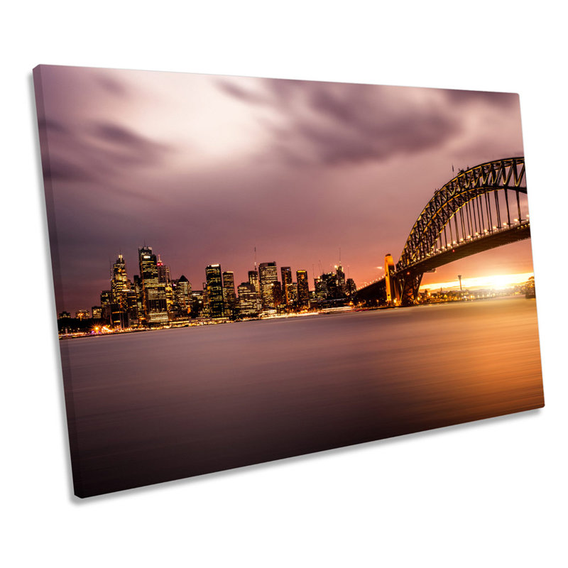 Sunset Sydney Harbour Skyline - Wrapped Canvas Print, 61cm H x 91.4cm W x 4cm D