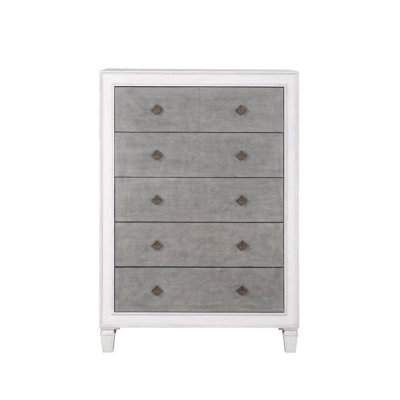 Commode rustique gris et blanc vieilli