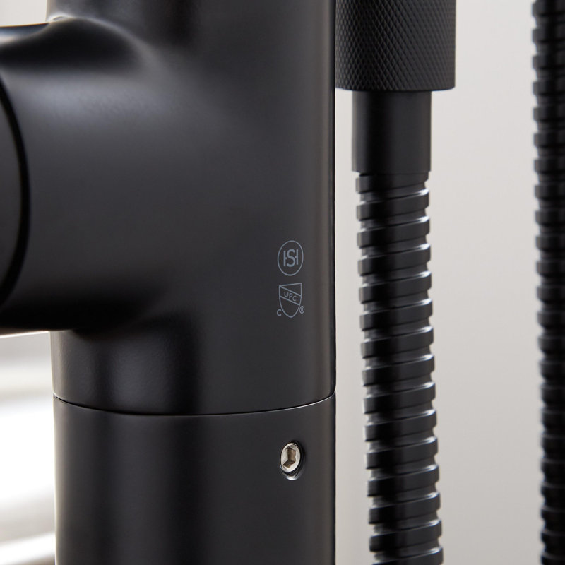 Lentz Floor Mounted Tub Filler Faucet, Matte Black, Lever