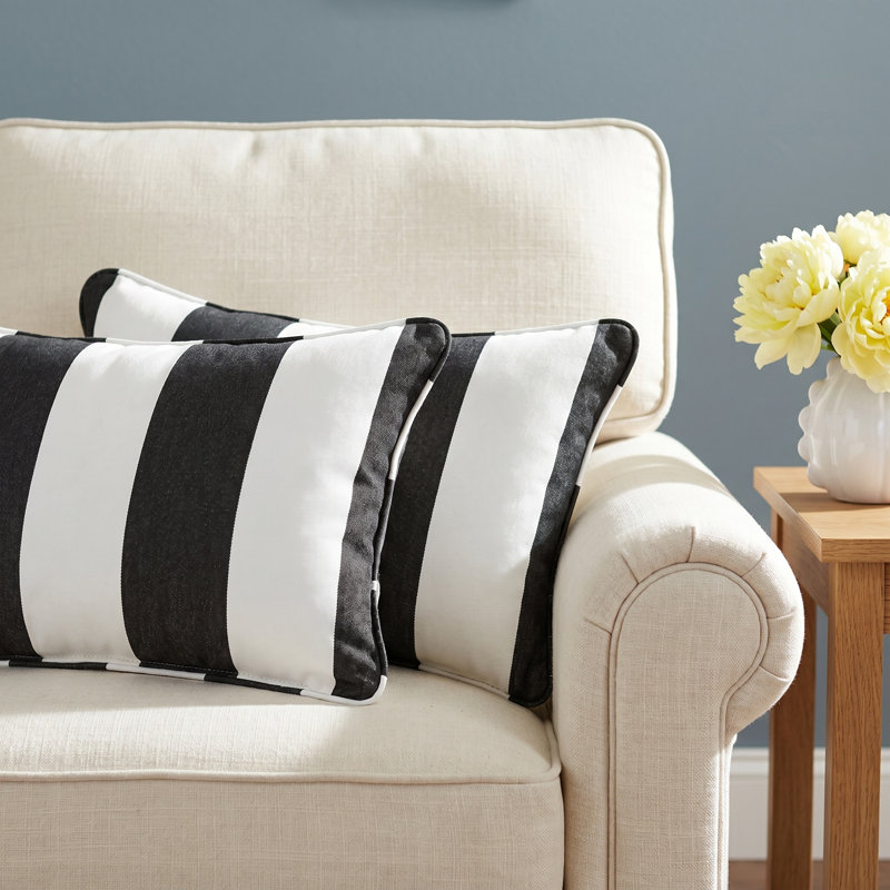 Housse de coussin d'extérieur rectangulaire Bridger, Cabana classique à rayures noires Sunbrella®, H 12 po x l 18 po