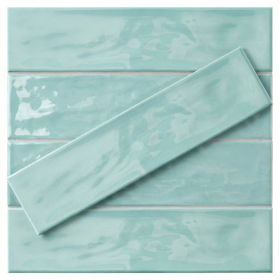 Vetri Aqua Glossy 3x12 Ceramic Subway Wall Tile Handmade Look