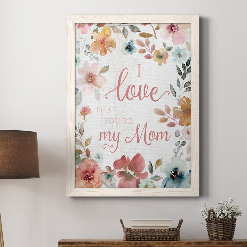 «Love Mom», art textuel sur toile, H 20 po x l 17 po x P 1,5 po, Blanc