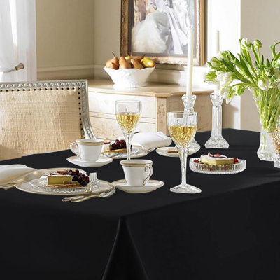 Nappes noires pour tables rectangulaires, paquet de 6 - 70 x 120 pouces - vêtements de table réutilisables et lavables pour tables de 6 à 8 pi, housses de table en tissu de polyester pour mariage, fête, banquet