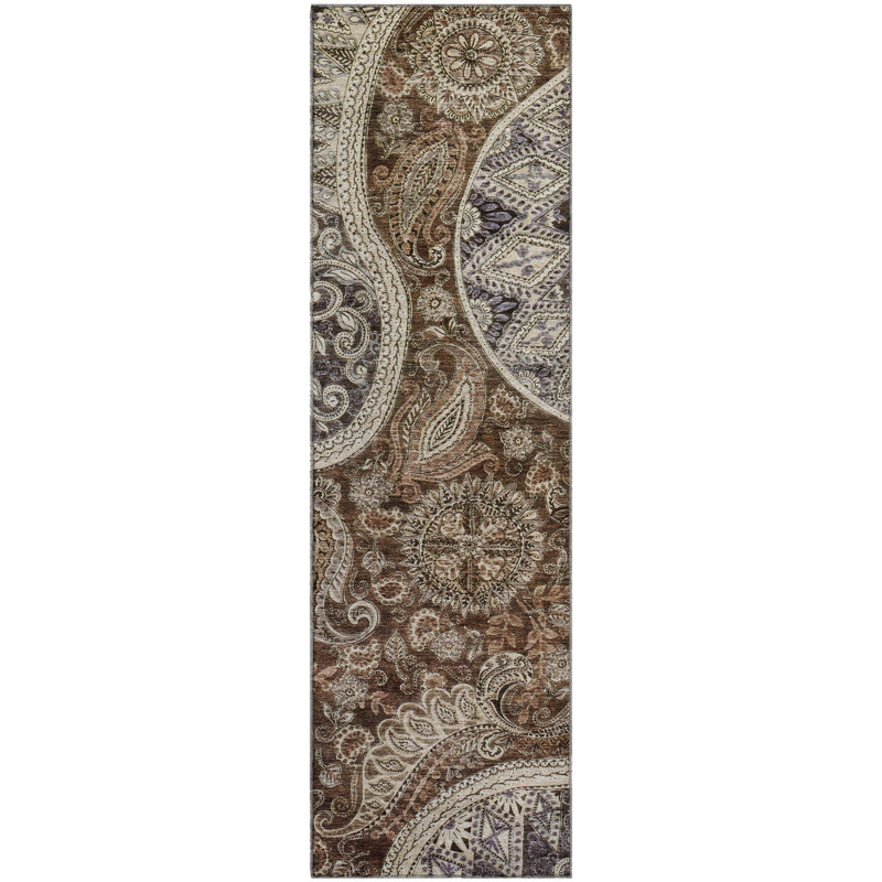 Premium Machine Washable Jamestown AMF1078 Swirl Rug, Runner 2'3" x 7'6"