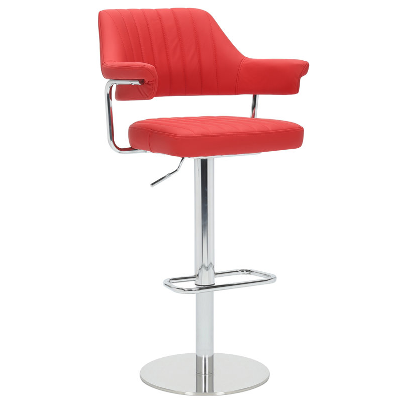 Swivel Upholstered Bar Stool, Red