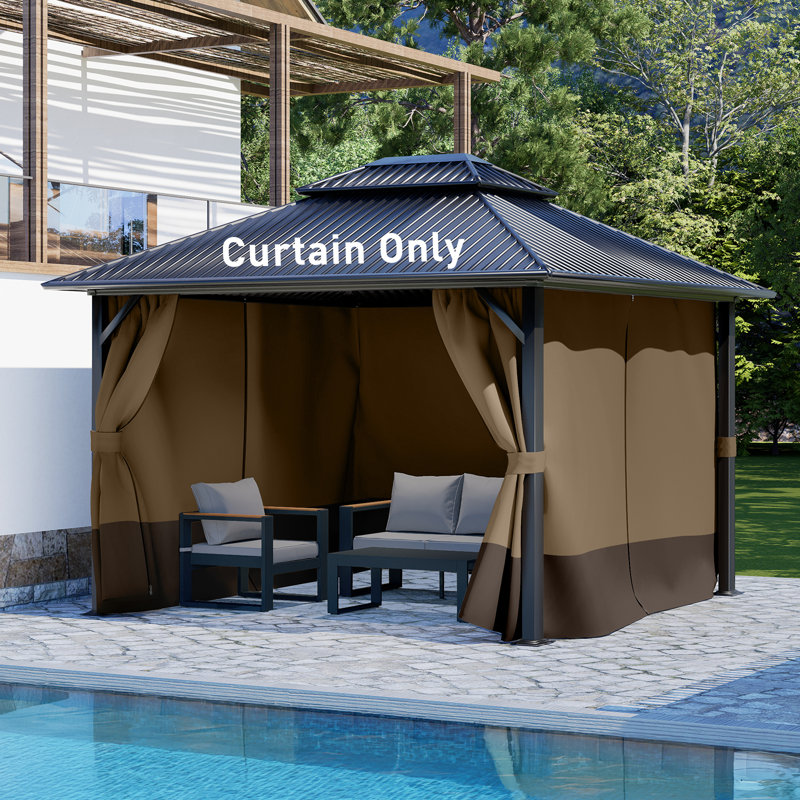 Aoodor Replacement 4-Panel Gazebo Sidewall Curtains, 82.7" H x 120" W x 120" D, Light Coffee and Coffee