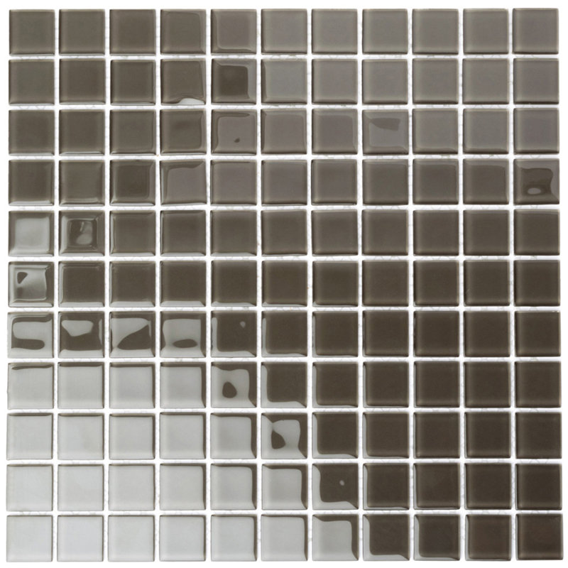 Carreau de mosaïque en verre poli 1 po x 1 po, Gris cendré