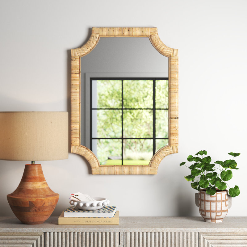 Lina Natural Rattan Rectangular Wall Vanity Mirror