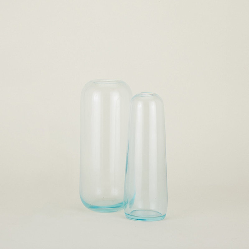 Aurora Handmade Glass Table Vase, Sky, 12.5" H x 5" W x 5" D