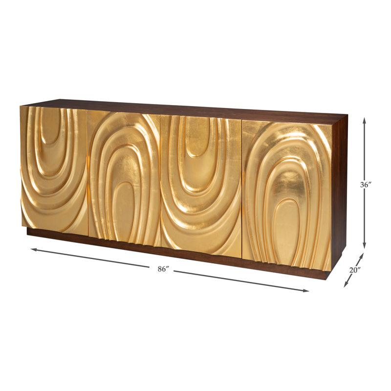 Capriole 86'' W Solid Wood, Brown/Gold