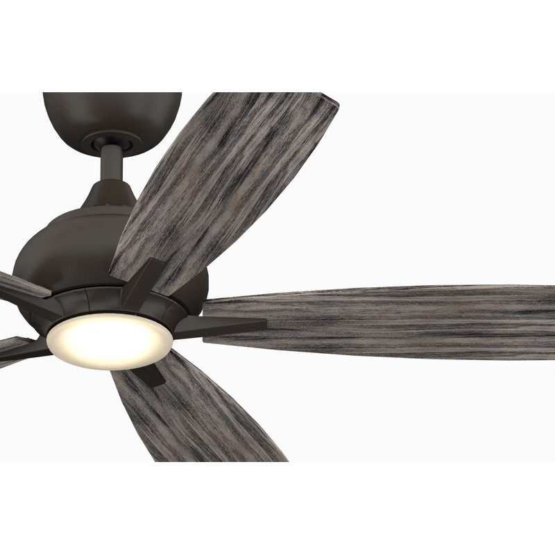 Matte Greige and Weathered Wood Ceiling Fan with LED Light