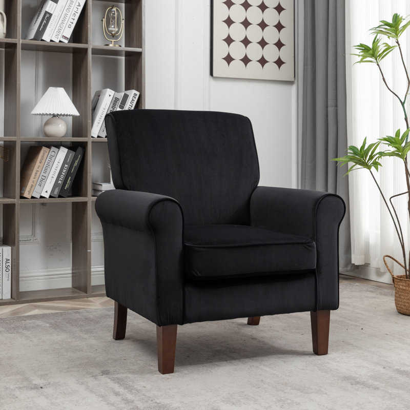 Hysnie Upholstered Armchair, Black 100% Polyester