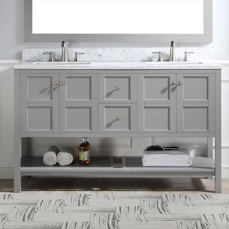 Ensemble de meuble-lavabo double 60 po, Gris