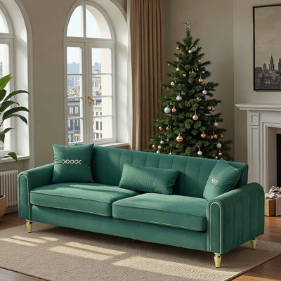 Contemporary Upholstered 3 - Seater Sofa With Plush Cushions, Pillows And Pocket Spring Support For Modern Living Spaces