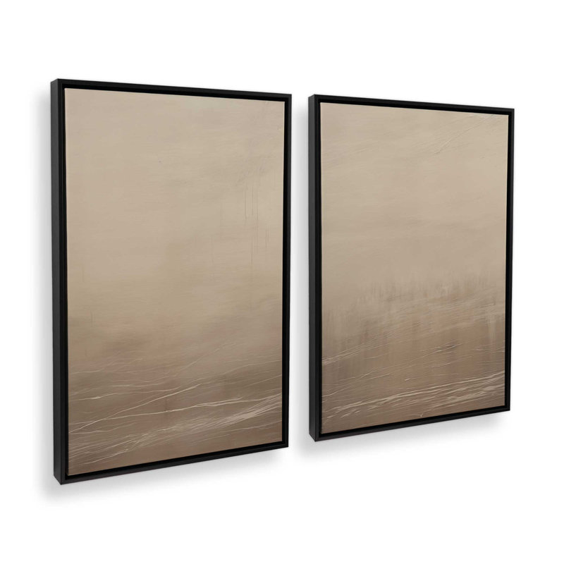 Silken Sandrifts, ensemble de 2, reproduction sur toile dans un cadre, Cadre flottant noir satiné
