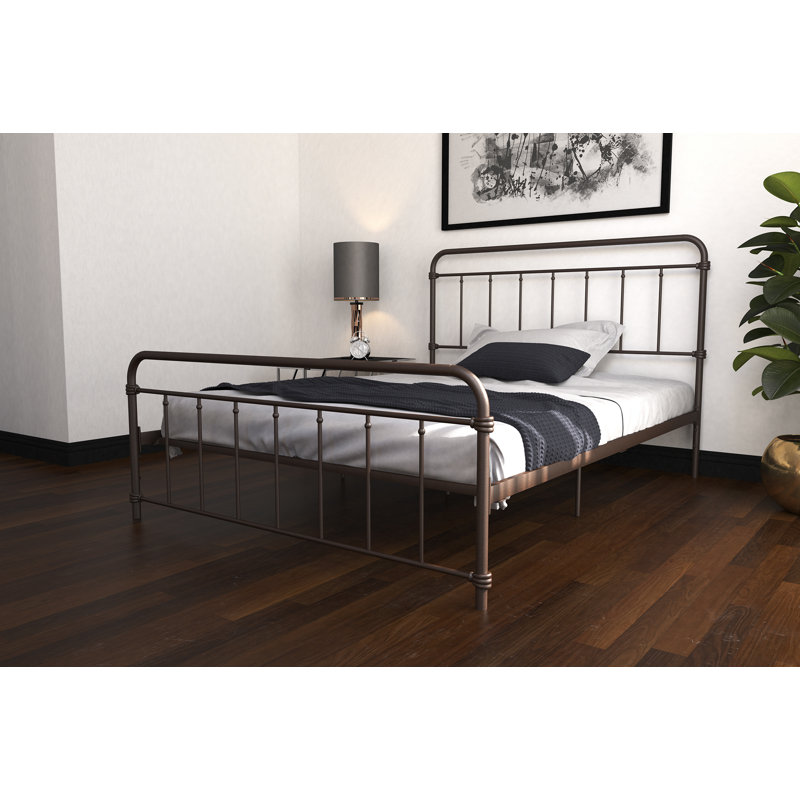 Aanya Bed, Double (4'6), Classic Steel Grey Performance Velvet
