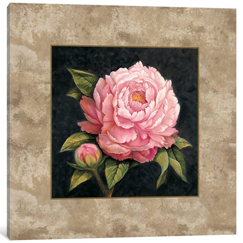 « pivoine », reproduction d’art sur toile, H 37 po x l 37 po x P 1,5 po