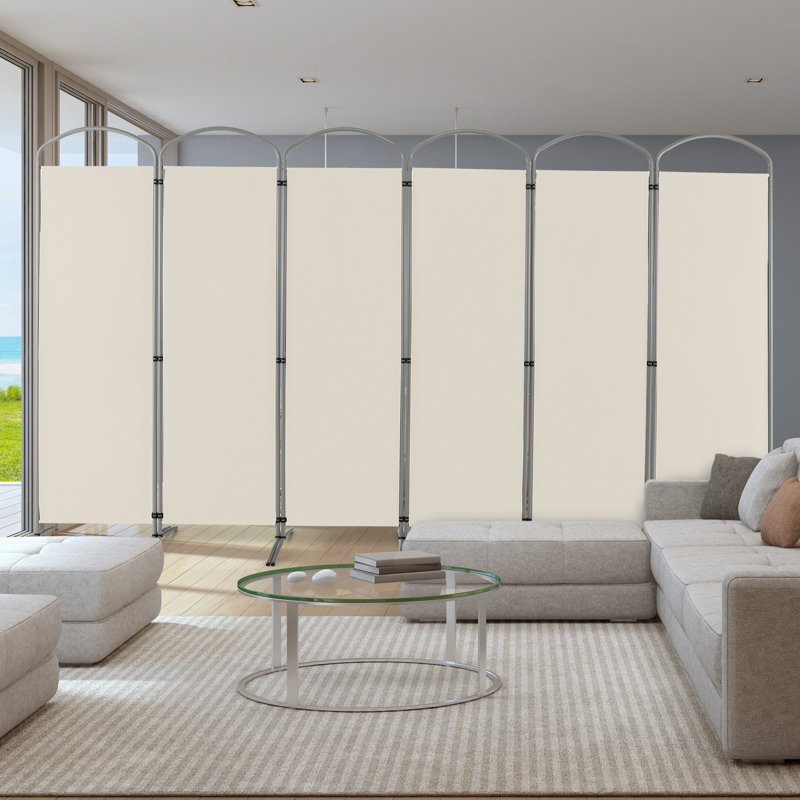 Anayiah 221cm W x 188cm H Folding Room Divider, 4, White