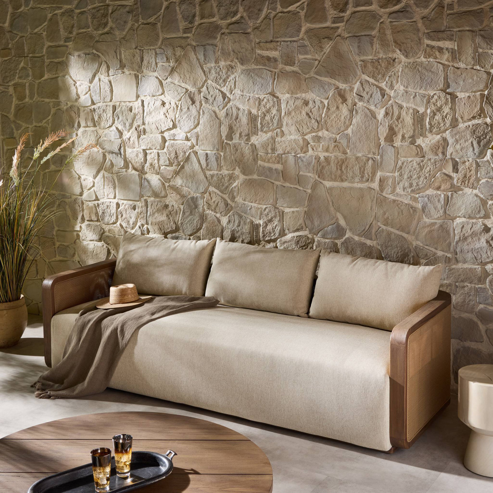 Parsons 96" Teak Wood Outdoor Sofa