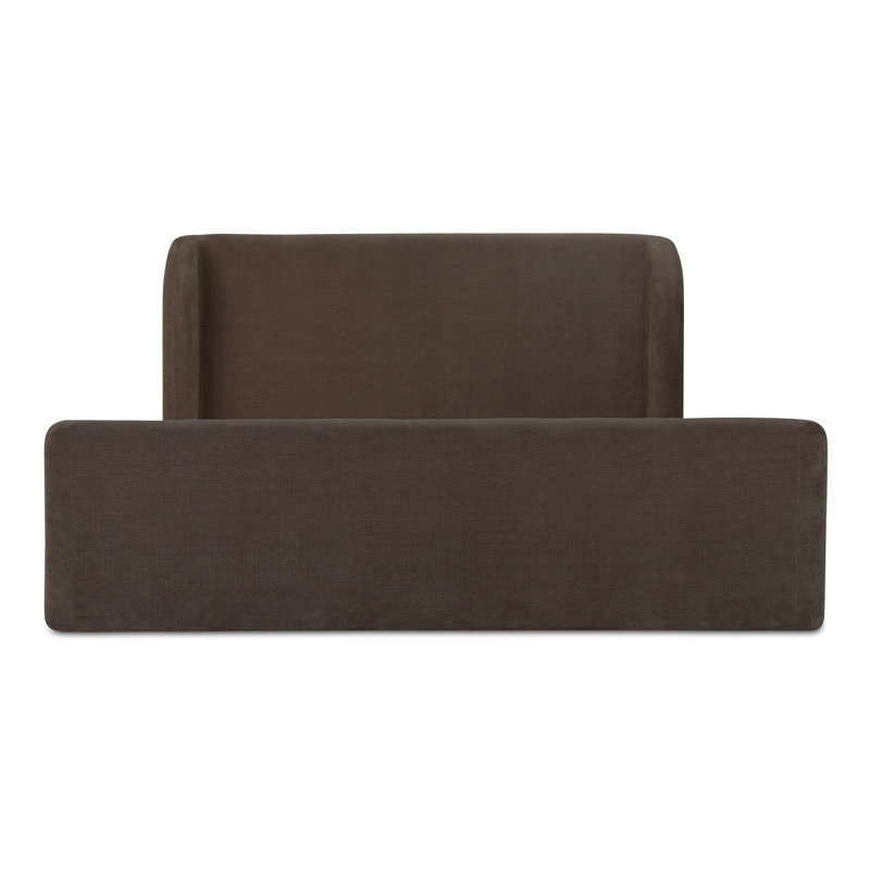 SOPHIA Upholstered Wingback Storage Bed, Queen, Dark Brown