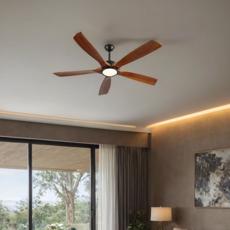 Ventilateur de plafond en bois 60 po avec lumière, ventilateur de plafond à profil bas avec télécommande, moteur CC réversible silencieux avec minuterie