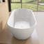 Baignoire autoportante en résine de 63 po x 31,5 po à surface solide en pierre blanche matte et 2 couvercles de drain