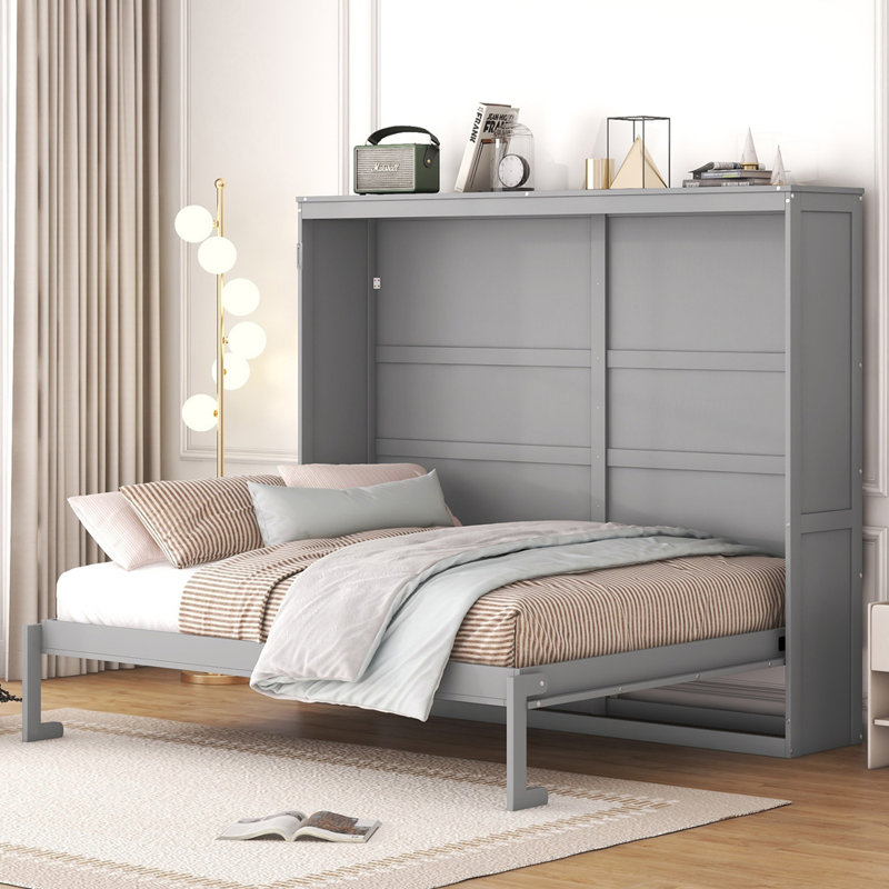 Queen Size Murphy Bed Wall Bed, Gray, Queen