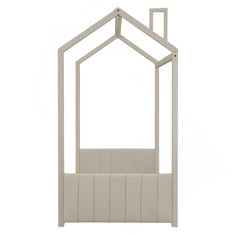 Lit simple en velours beige