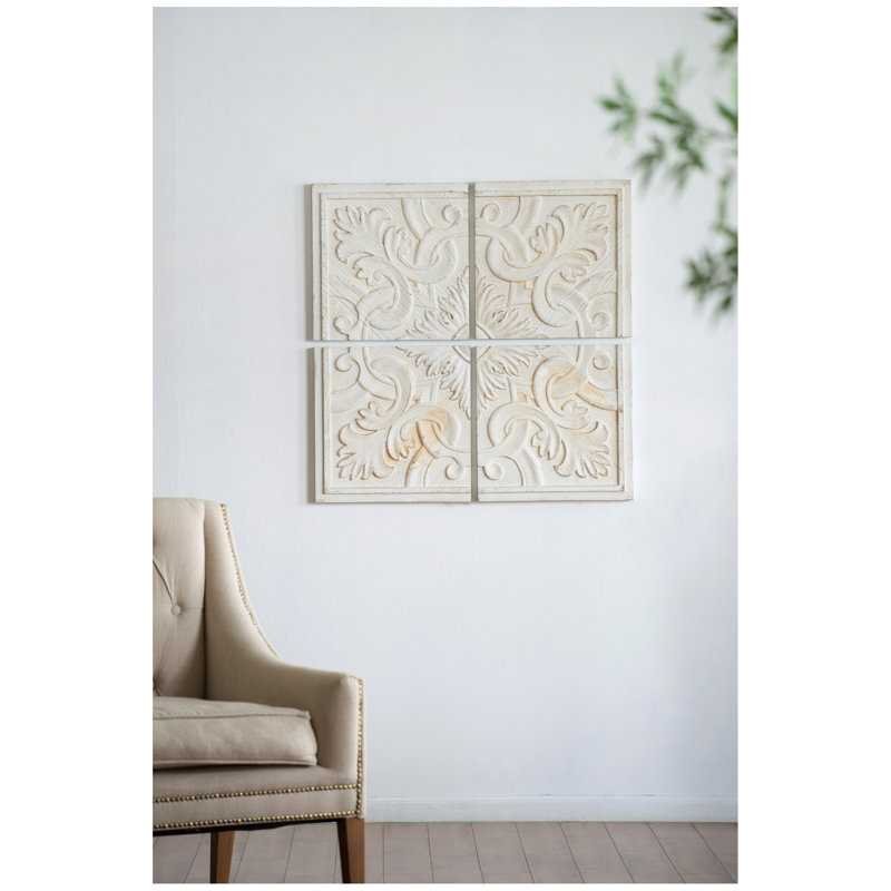 S/4 Distressed Wooden Square Wall Panels, 17.5X17.5"