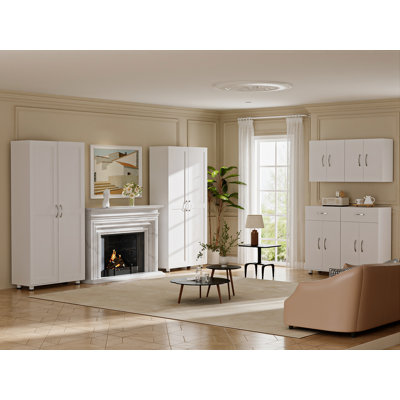 Modular 6-Piece Storage Cabinet Combination For Kitchen, Laundry, Or Garage With White Finish by Hokku Designs