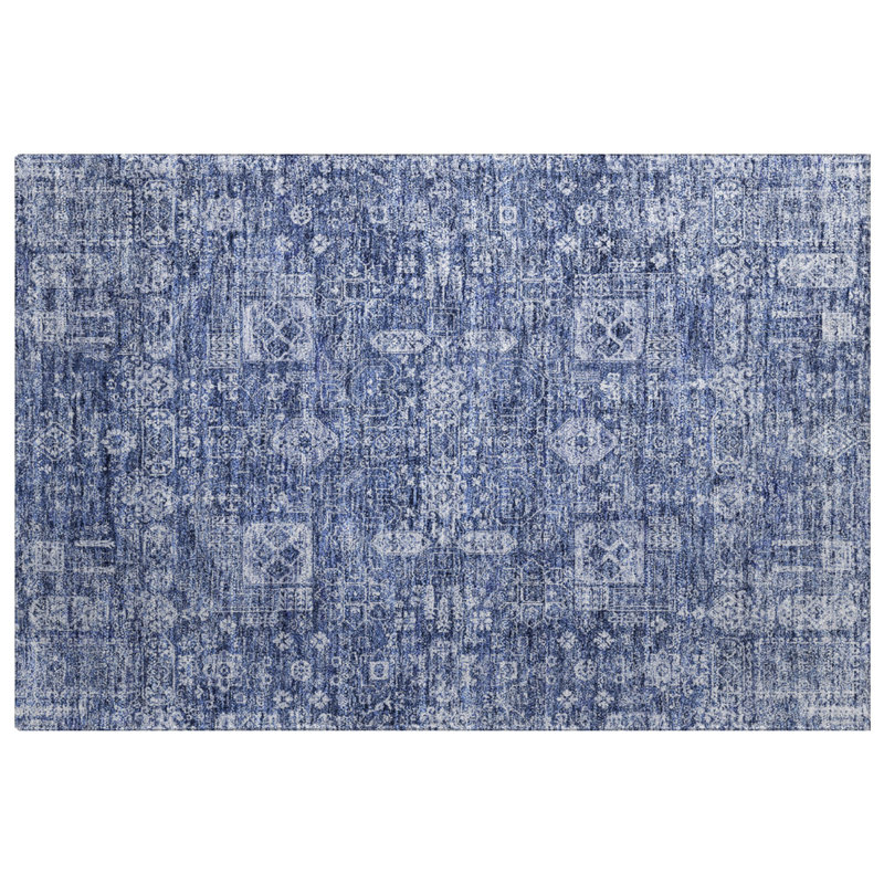 Tapis à poil long de qualité supérieure lavable à la machine ADS637, Navy, 1'8" x 2'6"