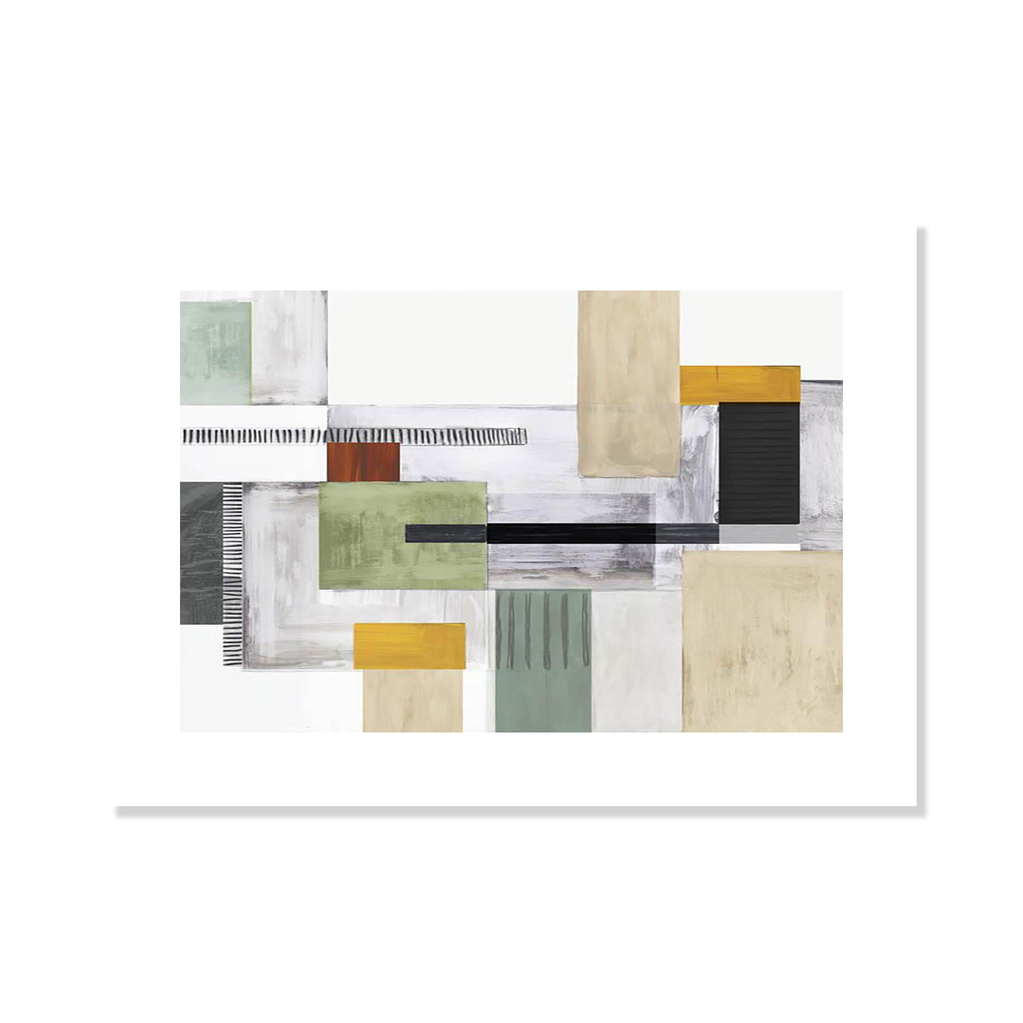 Playful Blocks by Tom Reeves, 9.5" H x 11.5" W x 2" D, White Floater Framed, No Mat
