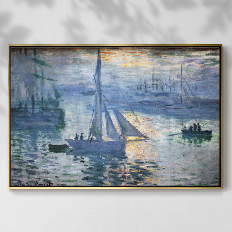 Monet, reproduction d'art encadrée sur toile par Claude Monet, H 27 po x l 41 po x P 2 po, Or