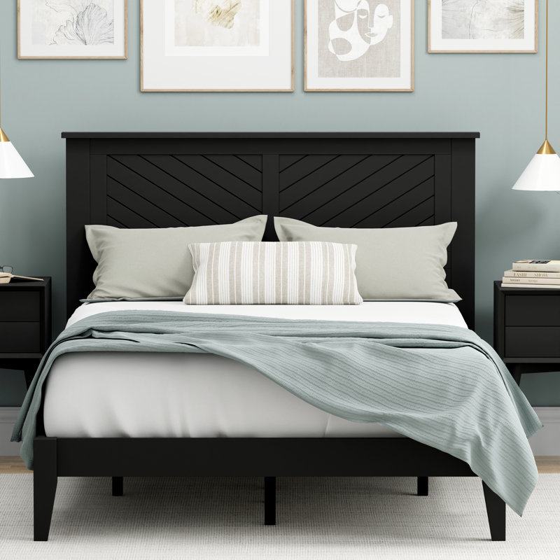 Palmdale Solid Wood Platform Bed, Full, Black