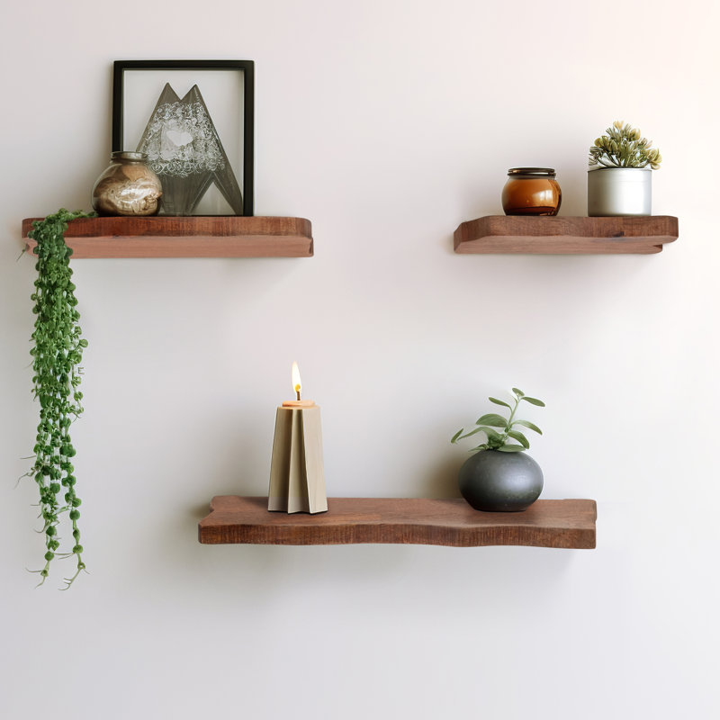 Adi 3 Piece Mango Solid Live Wood Accent Shelf