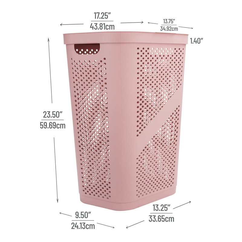 Panier à linge en plastique avec poignées, Rose