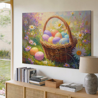 Canvas Easter Egg Basket Canvasvibrant Springtime Wall Art Ready To Hang Gallery Wrapped Home Decor Modern Design Premium Quality Decor