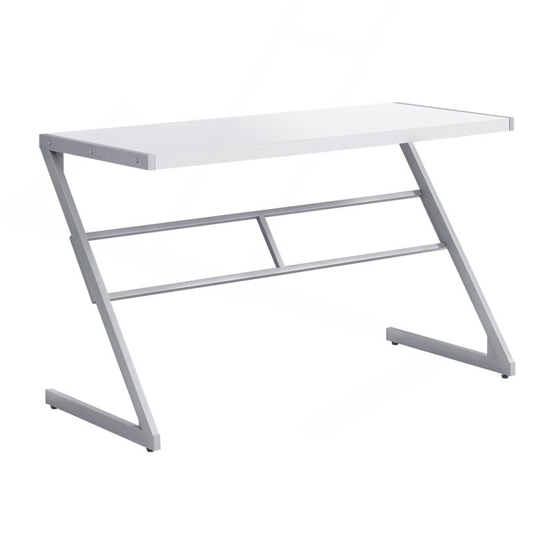 Bureau d'ordinateur, bureau personnel, ordinateur portable, L 48 po, travail, stratifié, métal gris, contemporain