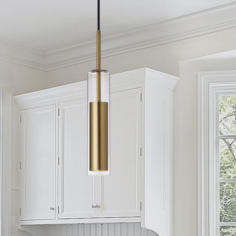Luminaire suspendu cylindrique à DEL Luna, Aged Brass