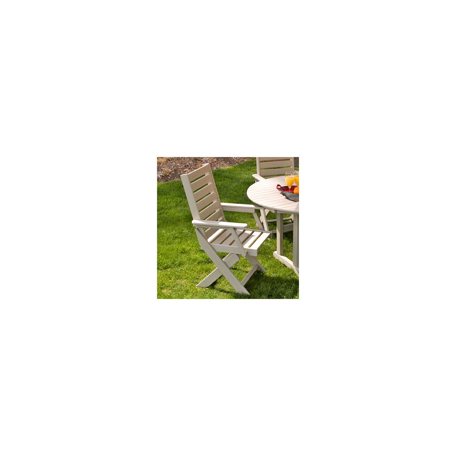 POLYWOOD Captain Folding Dining Chair, Sand