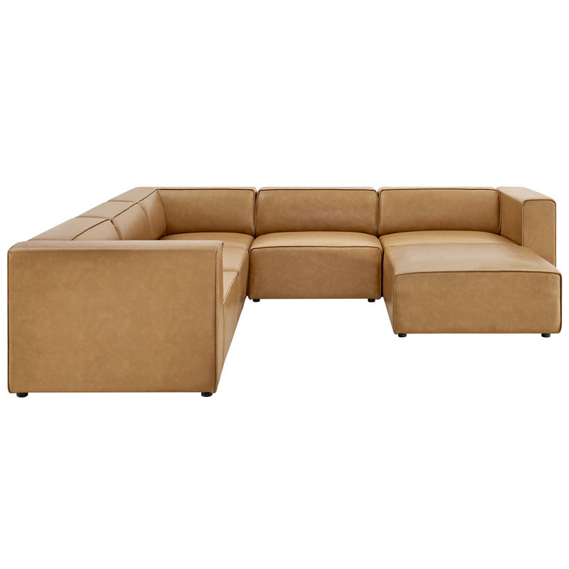 Mingle Vegan Leather 6-Piece Furniture Set, Tan Faux Leather